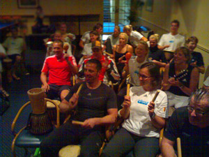 German Swim Team Interactive Drumming Drum Circle Event Melbourne 